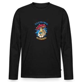 Decrime Nature Colorful Magic Mushroom Skeleton - Men's Premium Organic Long Sleeve Shirt - black - Front - Nico (187cm)
