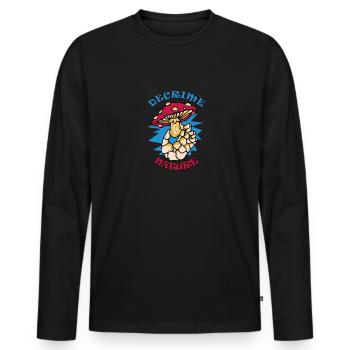 Decrime Nature Colorful Magic Mushroom Skeleton - Men's Premium Organic Long Sleeve Shirt - black - Front - Nico (187cm)
