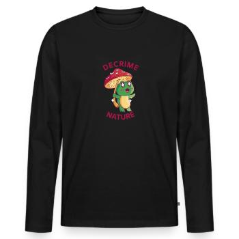 Decrime Nature Colorful Mushroom Frog - Männer Premium Bio Langarmshirt - Schwarz - Vorne - Nico (187cm)