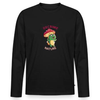 Decrime Nature Colorful Mushroom Frog - Männer Premium Bio Langarmshirt - Schwarz - Vorne - Nico (187cm)