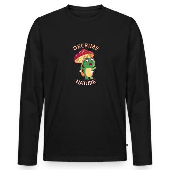 Decrime Nature Colorful Mushroom Frog - Männer Premium Bio Langarmshirt - Schwarz - Vorne - Nico (187cm)