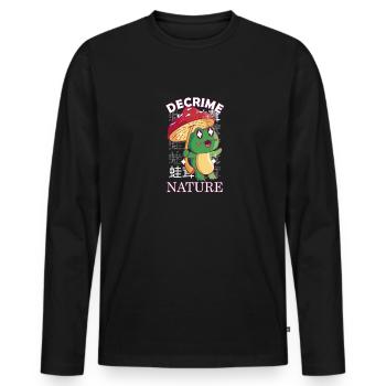 Decrime Nature Colorful Mushroom Frog - Männer Premium Bio Langarmshirt - Schwarz - Vorne - Nico (187cm)