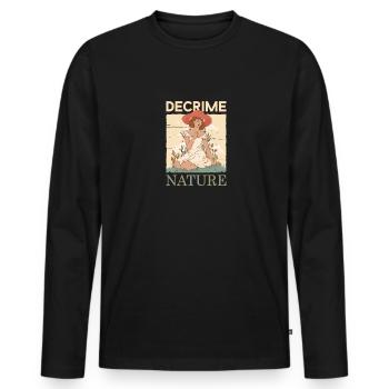Decrime Nature Colorful Mushroom Lady - Men's Premium Organic Long Sleeve Shirt - black - Front - Nico (187cm)
