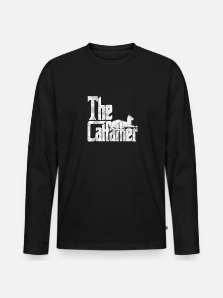 Kattefar Catfather Crazy Cat Far Kitty Daddy - Premium økologisk langærmet T-shirt til mænd - sort