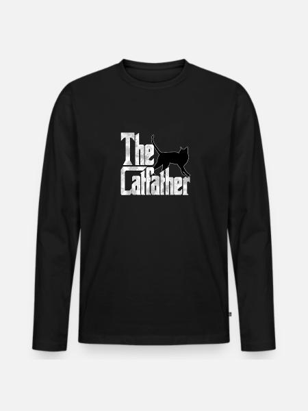 Kattefar Catfather Crazy Cat Far Kitty Daddy - Premium økologisk langærmet T-shirt til mænd - sort