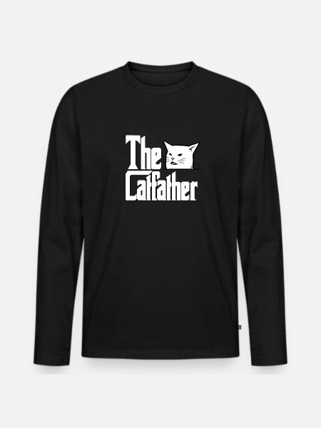 Kattefar Catfather Crazy Cat Far Kitty Daddy - Premium økologisk langærmet T-shirt til mænd - sort
