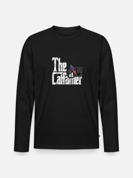 Kattefar Catfather Crazy Cat Far Kitty Daddy - Premium økologisk langærmet T-shirt til mænd - sort