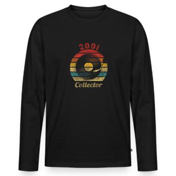 2001 Vinyle Retro Vintage Music - T-shirt manches longues Premium bio Homme - noir - Devant - Nico (187cm)