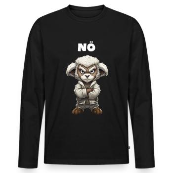 Schaf sagt Nö Kein Bock Nerv nicht Schäfchen - Männer Premium Bio Langarmshirt - Schwarz - Vorne - Nico (187cm)