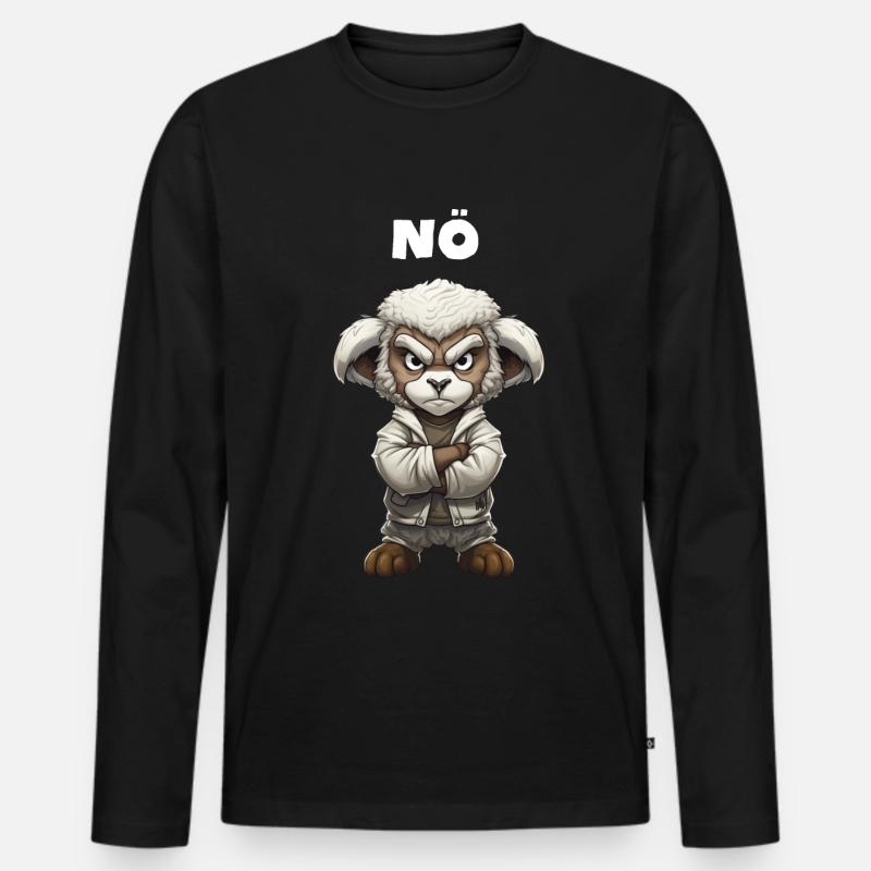 Schaf sagt Nö Kein Bock Nerv nicht Schäfchen - Männer Premium Bio Langarmshirt - Schwarz