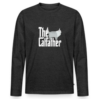 Cat Dad The Catfather Crazy Cat Father Kitty Daddy - Men's Premium Organic Long Sleeve Shirt - heather anthracite - Front - Nico (187cm)