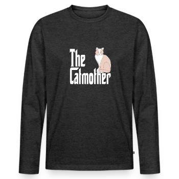 Cat Mom The Catmother Crazy Cat Mother Kitty Mommy - Men's Premium Organic Long Sleeve Shirt - heather anthracite - Front - Nico (187cm)