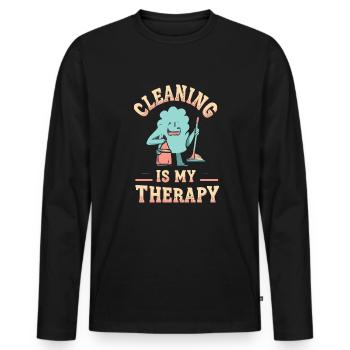 Sauberkeit - Männer Premium Bio Langarmshirt - Schwarz - Vorne - Nico (187cm)