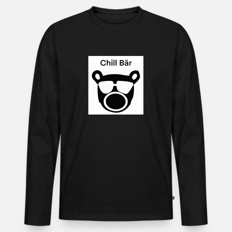 Chill Bär - Männer Premium Bio Langarmshirt - Schwarz