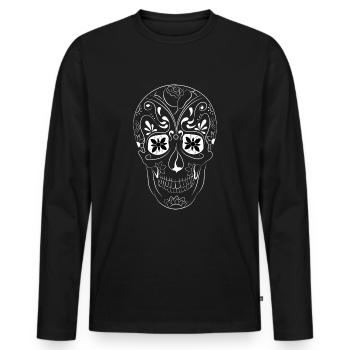 Mexican skull white - Men's Premium Organic Long Sleeve Shirt - black - Front - Nico (187cm)