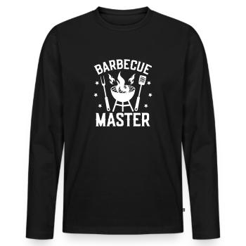 MASTER GRILL BBQ GAME BEER GRILLING PARTY MOTIF - Men's Premium Organic Long Sleeve Shirt - black - Front - Nico (187cm)