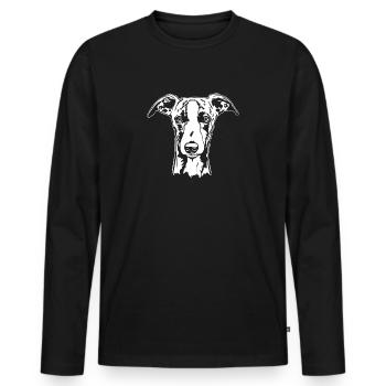 Whippet Portrait Dog Dogs Greyhounds Wilsigns - Men's Premium Organic Long Sleeve Shirt - black - Front - Nico (187cm)