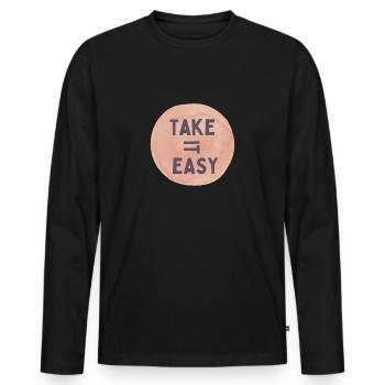 EASY - Men's Premium Organic Long Sleeve Shirt - black - Front - Nico (187cm)