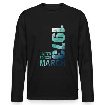 Edition Limitée 50e anniversaire 1973 Mars né - T-shirt manches longues Premium bio Homme - noir - Devant - Nico (187cm)