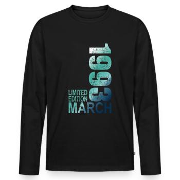 Limited Edition 30th birthday 1993 March born - Men's Premium Organic Long Sleeve Shirt - black - Front - Nico (187cm)