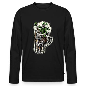 Chevaucher le lutin (lutin irlandais) - T-shirt manches longues Premium bio Homme - noir - Devant - Nico (187cm)