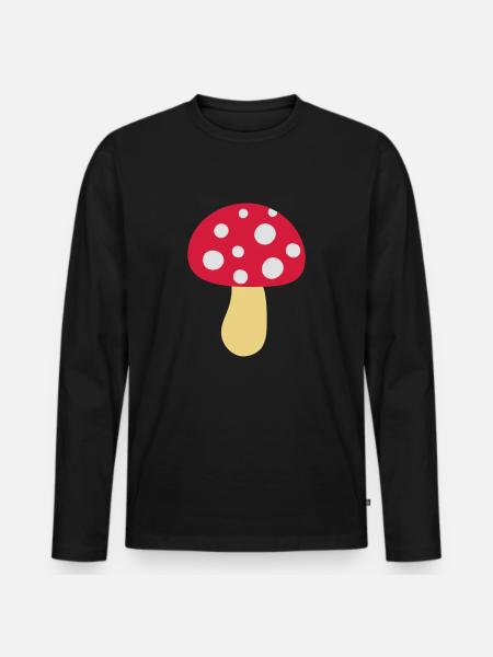Fliegenpilz - Männer Premium Bio Langarmshirt - Schwarz