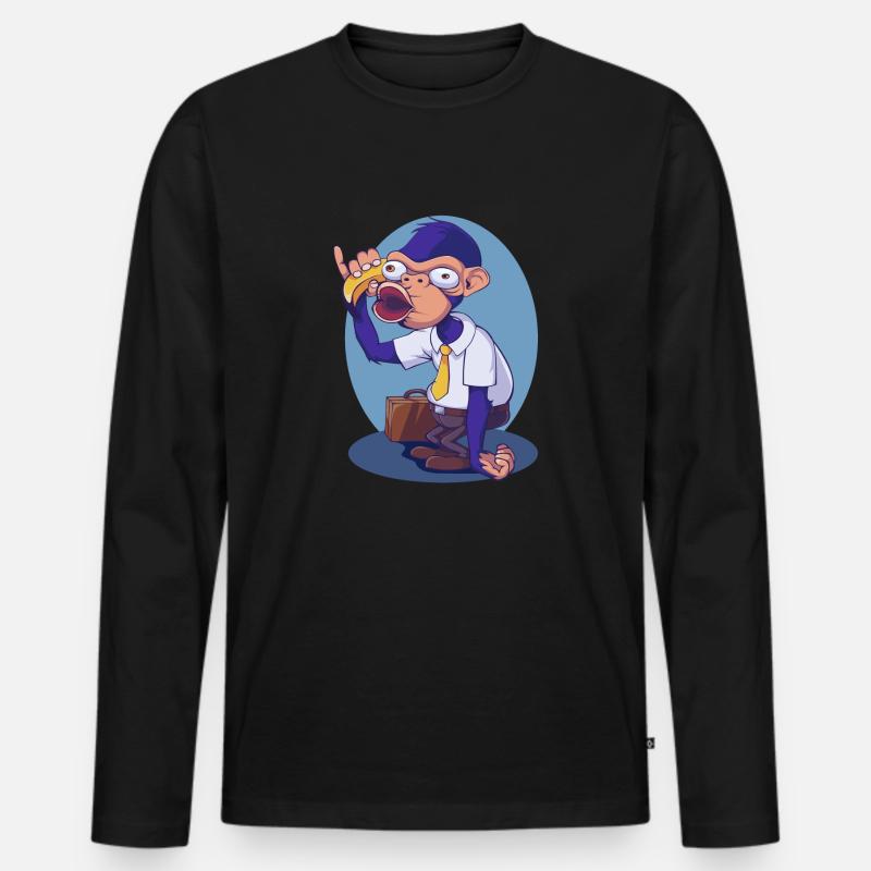 Monkey Business - Männer Premium Bio Langarmshirt - Schwarz