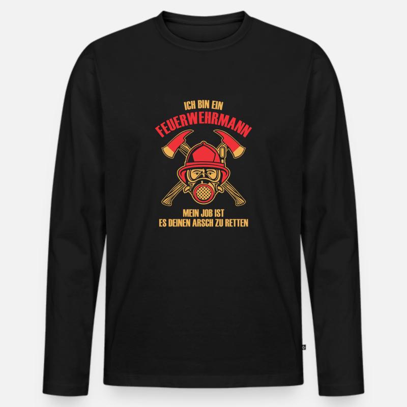 FEUERWEHRMANN - Männer Premium Bio Langarmshirt - Schwarz