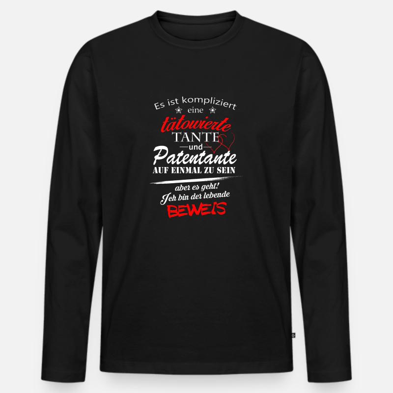 tätowierte Tante Beweis - Männer Premium Bio Langarmshirt - Schwarz