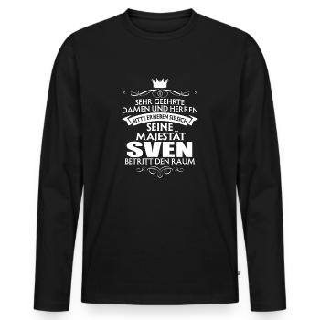 SVEN - Majestät - Männer Premium Bio Langarmshirt - Schwarz - Vorne - Nico (187cm)