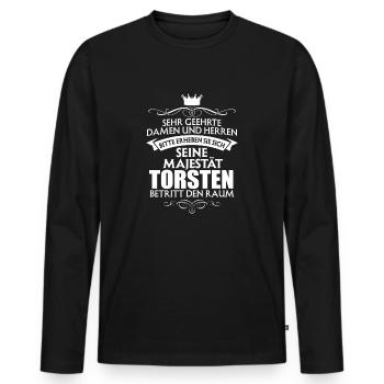 TORSTEN - Majestät - Männer Premium Bio Langarmshirt - Schwarz - Vorne - Nico (187cm)