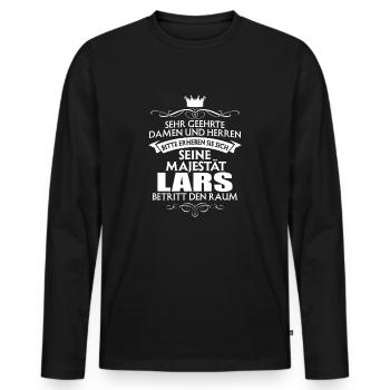 LARS - Majestät - Männer Premium Bio Langarmshirt - Schwarz - Vorne - Nico (187cm)