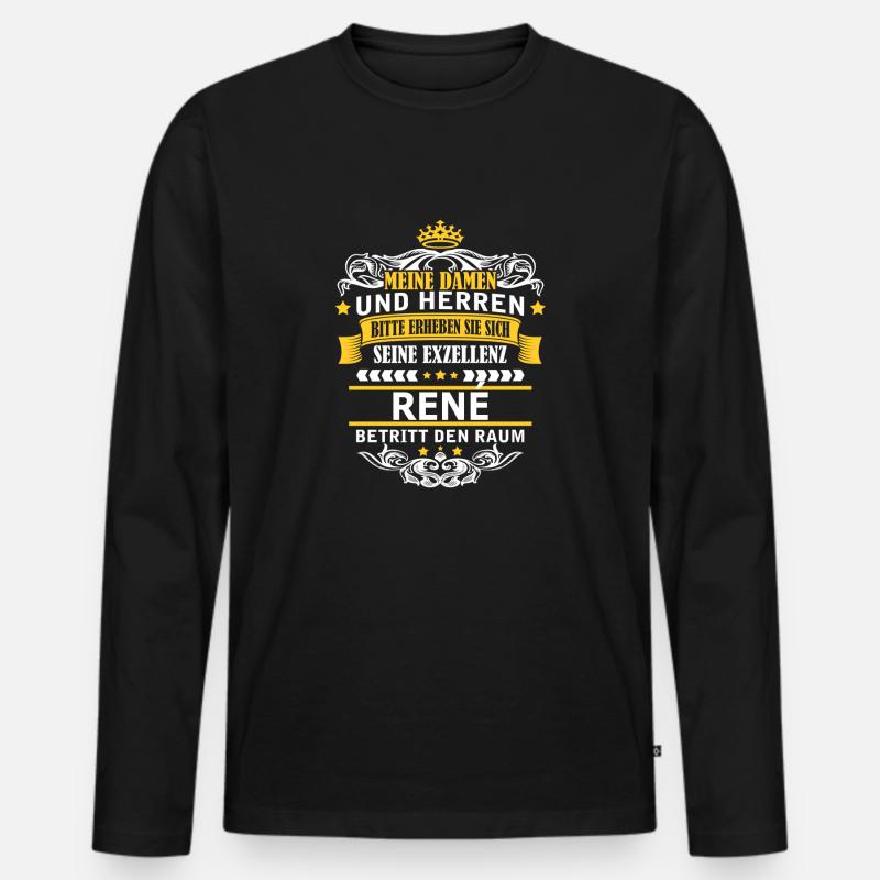 RENÉ - Männer Premium Bio Langarmshirt - Schwarz