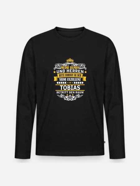 TOBIAS - Männer Premium Bio Langarmshirt - Schwarz