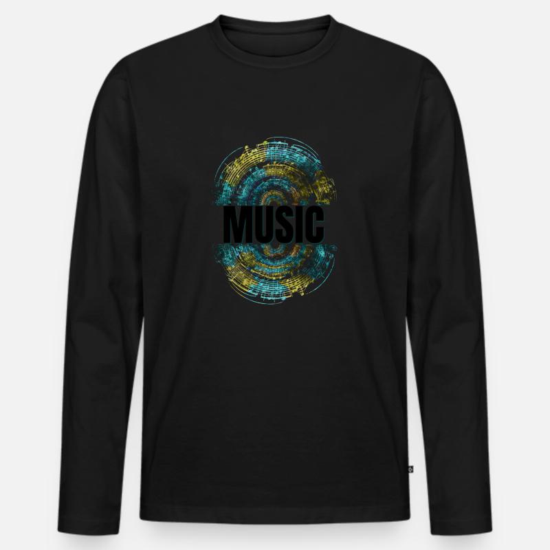 Music - Männer Premium Bio Langarmshirt - Schwarz