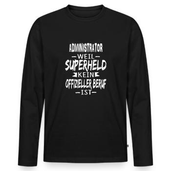 ADMINISTRATOR - Männer Premium Bio Langarmshirt - Schwarz - Vorne - Nico (187cm)