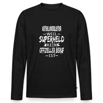 ABTEILUNGSLEITER - Männer Premium Bio Langarmshirt - Schwarz - Vorne - Nico (187cm)
