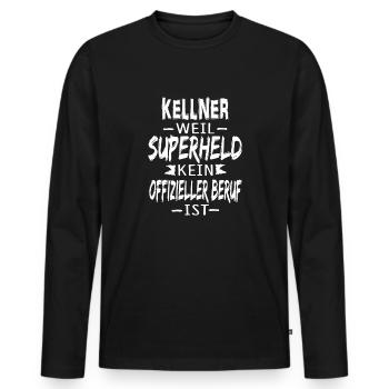 KELLNER - Männer Premium Bio Langarmshirt - Schwarz - Vorne - Nico (187cm)