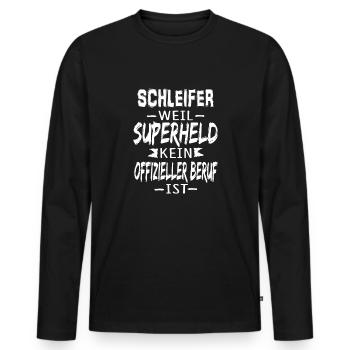 SCHLEIFER - Männer Premium Bio Langarmshirt - Schwarz - Vorne - Nico (187cm)