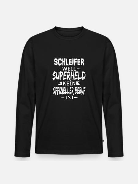 SCHLEIFER - Männer Premium Bio Langarmshirt - Schwarz