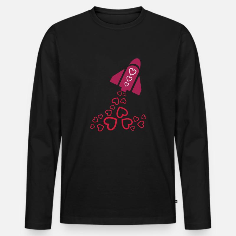 peace rocket pink - Männer Premium Bio Langarmshirt - Schwarz