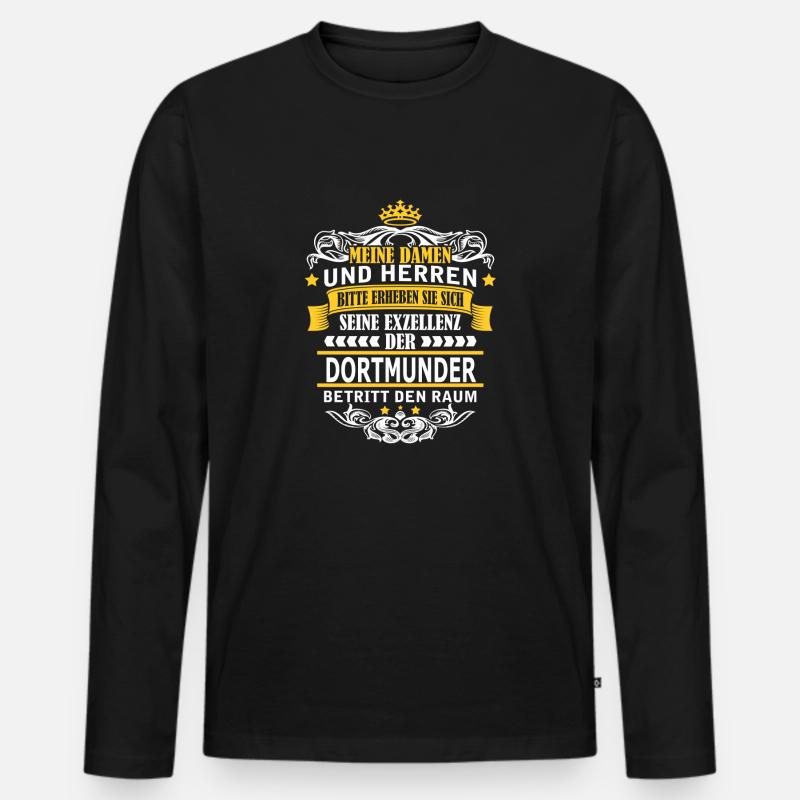 DORTMUND - Männer Premium Bio Langarmshirt - Schwarz