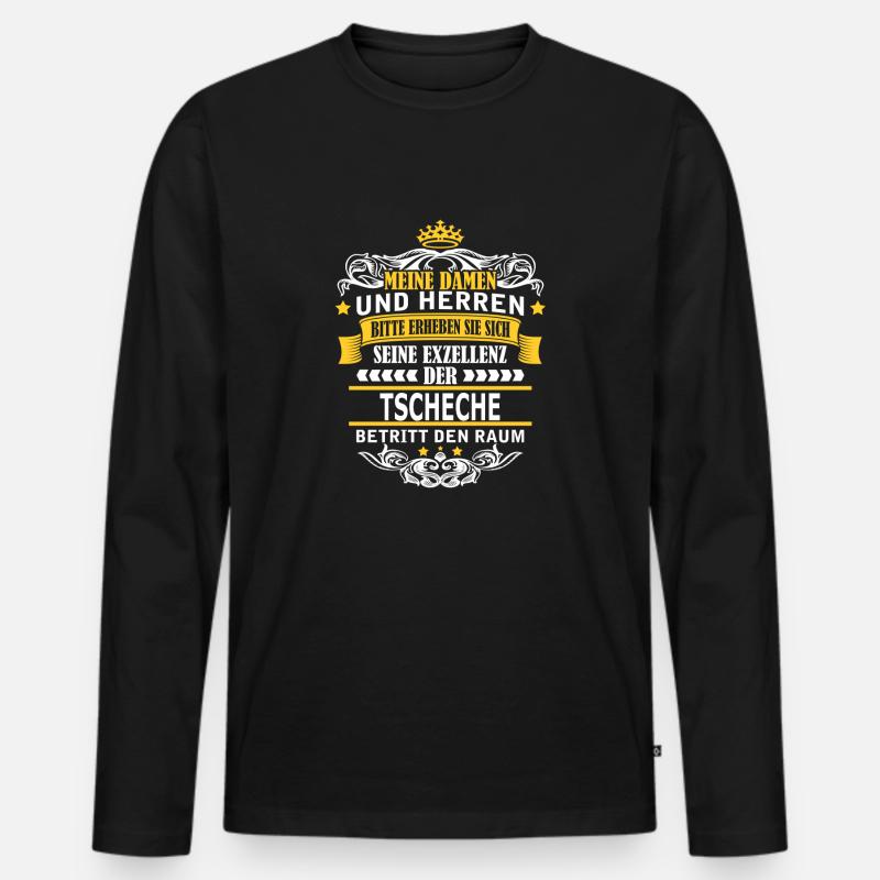 TSCHECHE - Männer Premium Bio Langarmshirt - Schwarz