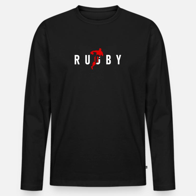 Rugby-Rugby-Spieler - Männer Premium Bio Langarmshirt - Schwarz