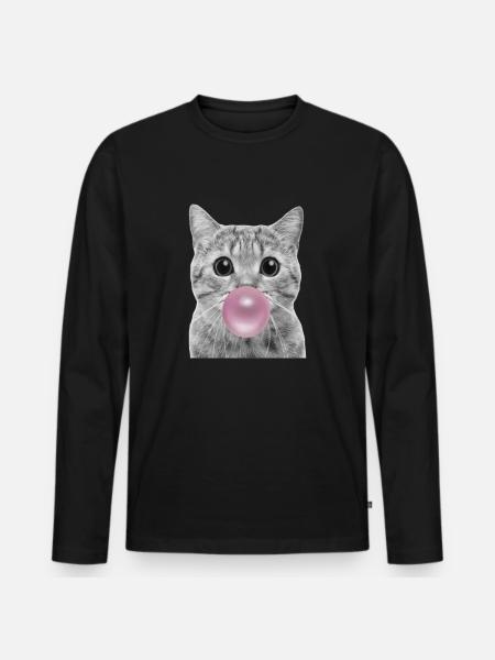 Bubble Cat - Men's Premium Organic Long Sleeve Shirt - black