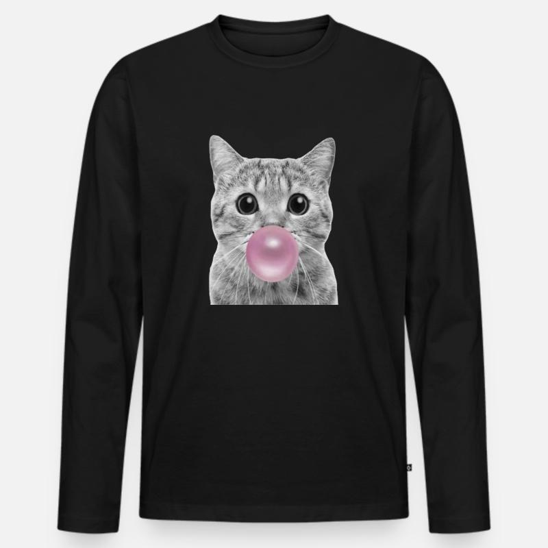 Bubble Katze - Männer Premium Bio Langarmshirt - Schwarz