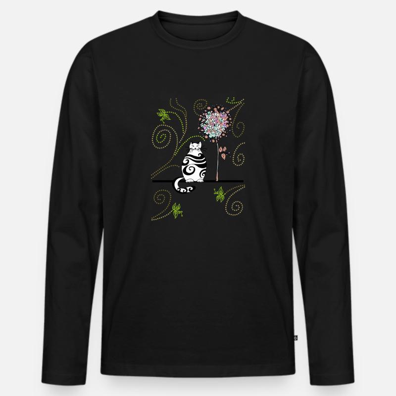 Katze - Männer Premium Bio Langarmshirt - Schwarz