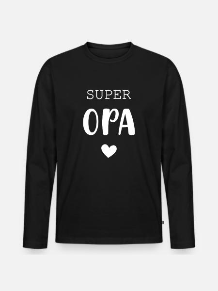 Super Opa mit Herz - Männer Premium Bio Langarmshirt - Schwarz
