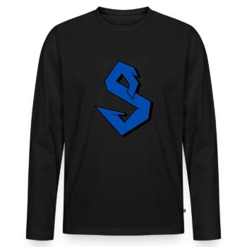 S Logo - T-shirt manches longues Premium bio Homme - noir - Devant - Nico (187cm)
