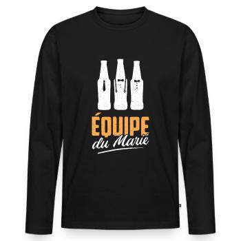 Homme Équipe du Marié EVG - T-shirt manches longues Premium bio Homme - noir - Devant - Nico (187cm)